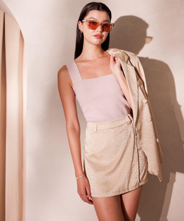 Valletta Satin Skorts - Champagne