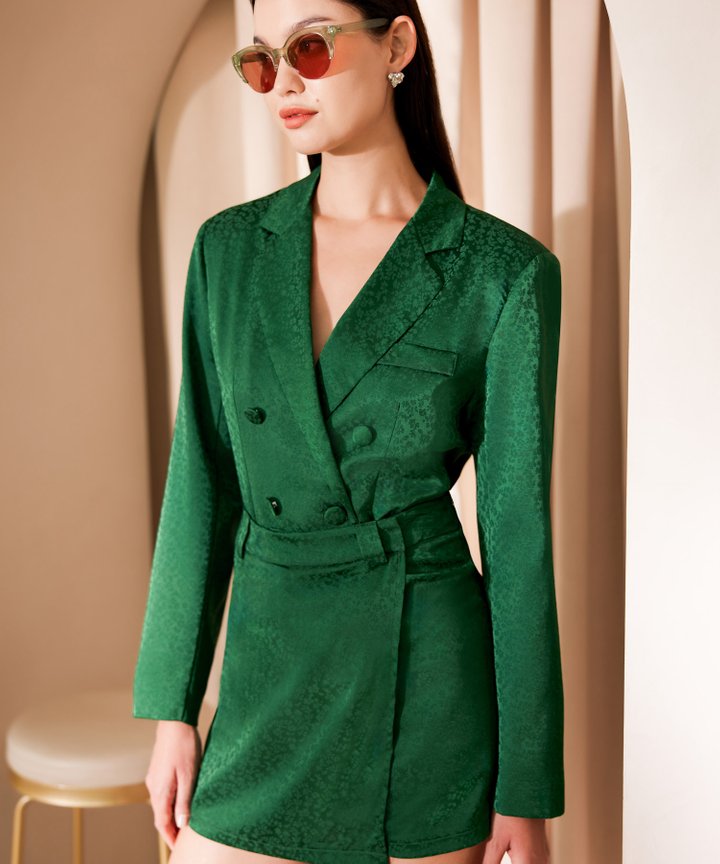 Valletta Satin Skorts - Dark Emerald