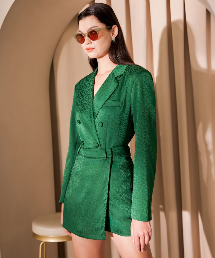 Valletta Satin Skorts - Dark Emerald