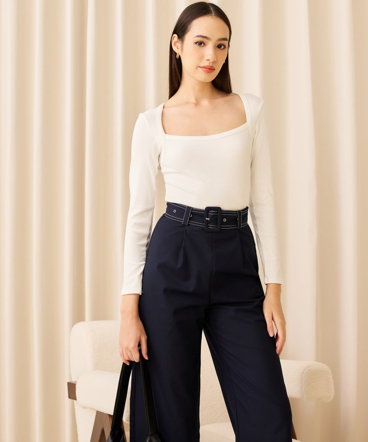 Ace Long Sleeved Basic Top - White