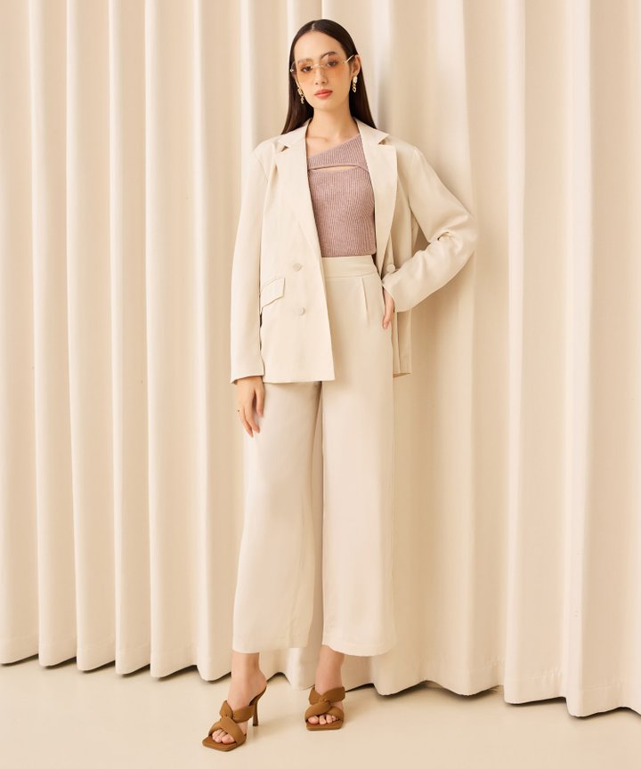 Ulysses Satin Suit Trousers - Ivory