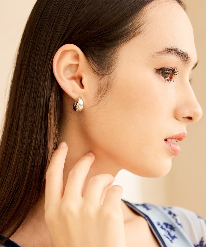 Chunky Nano Hoop Earrings - Silver