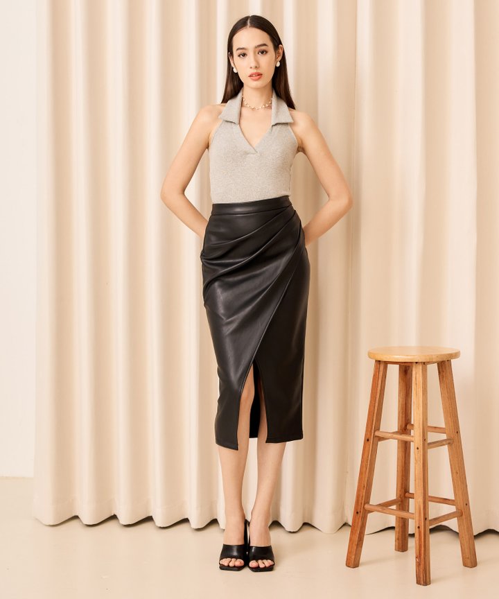 Ulla Collared Bodysuit - Heather Grey