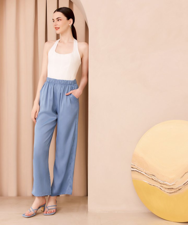 Gemini Satin Pants - Blue Quartz