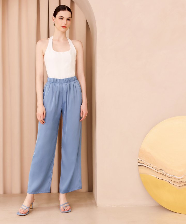Gemini Satin Pants - Blue Quartz