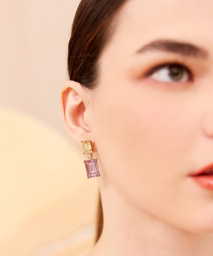 Océane Gemstone Earrings - Yellow/Purple