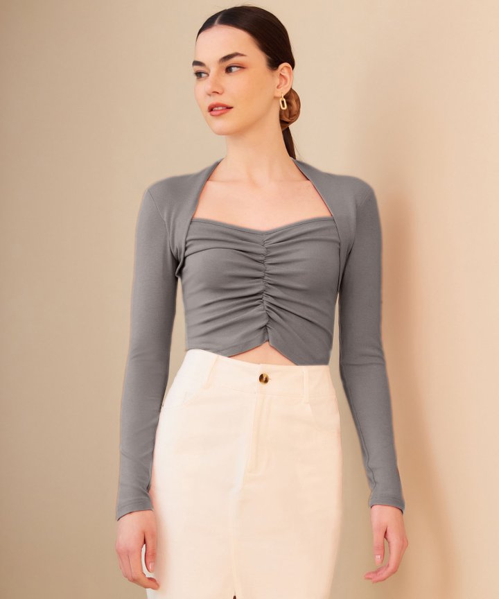 Luella Ruched Top - Grey