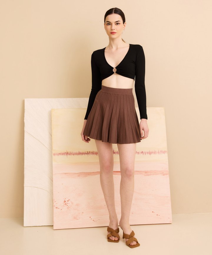 Yvette Cropped Long Sleeved Top - Black