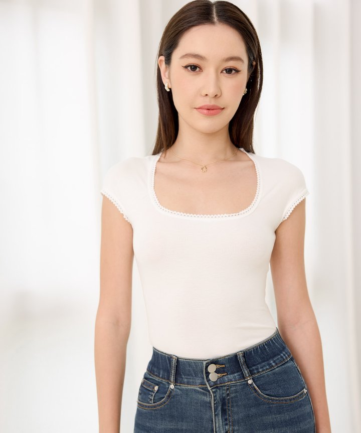 Samira Lace Trimmed Top - White