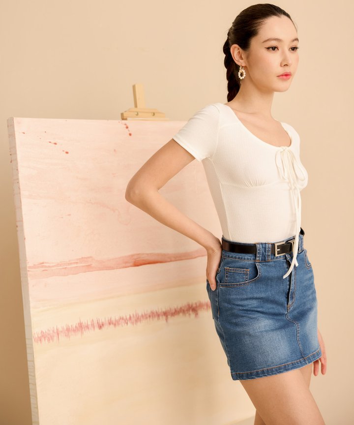 Dunes Denim Mini Skirt - Blue