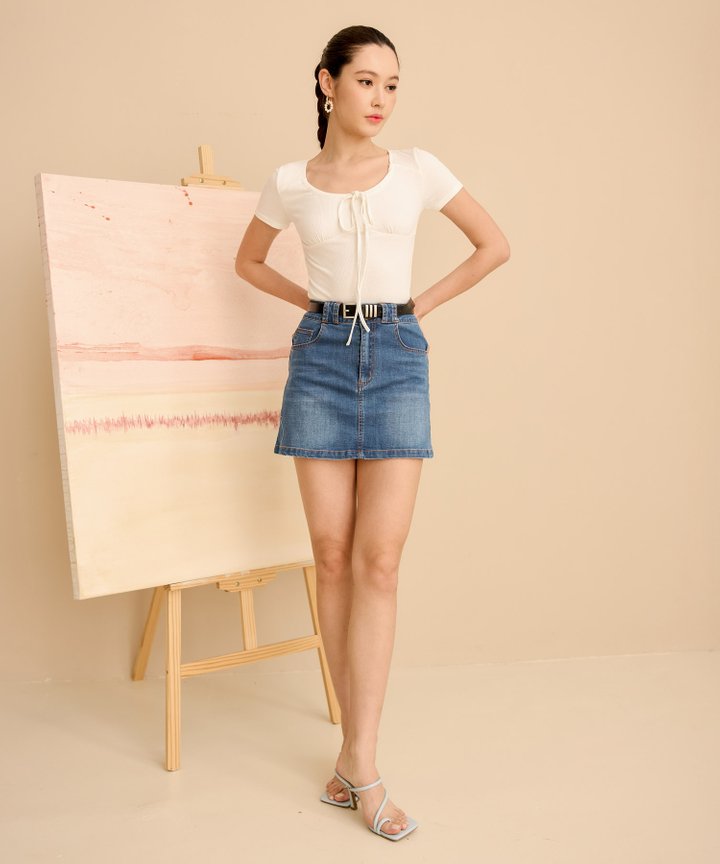 Dunes Denim Mini Skirt - Blue