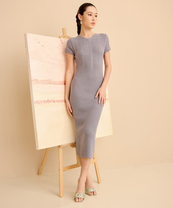 Elin Knit Midi Dress - Blue Quartz