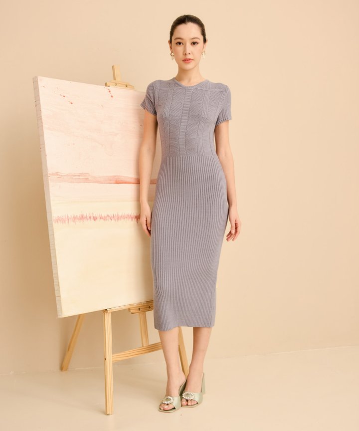 Elin Knit Midi Dress - Blue Quartz