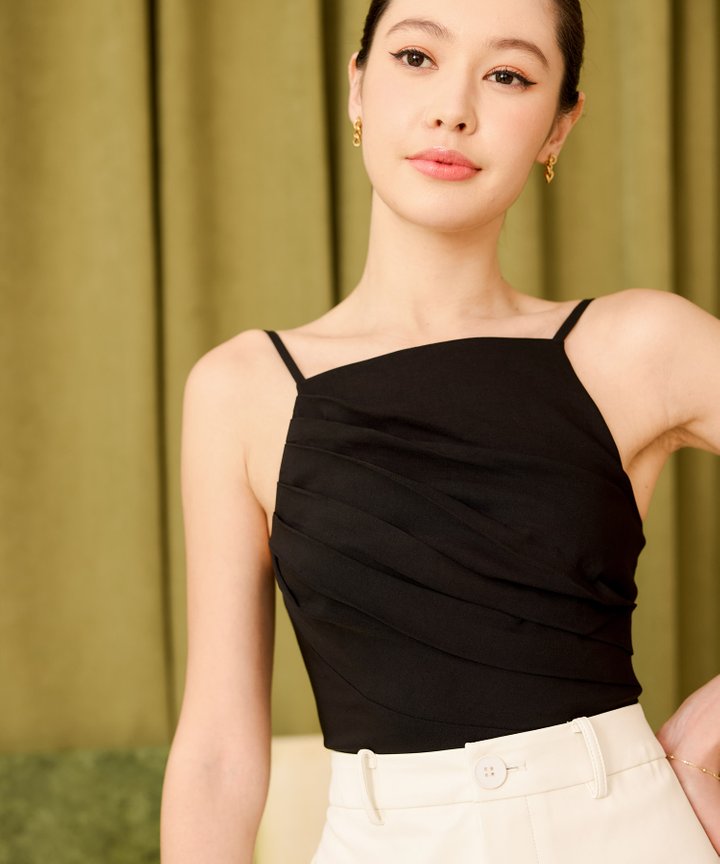 Emilia Gathered Top - Black