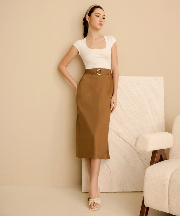 Matin Kim☆STITCH POINT BELTED WRAP SKIRT MUSINSA公式 | MATIN KIM STITCH POINT BELTED WRAP SKIRT IN KHAKI