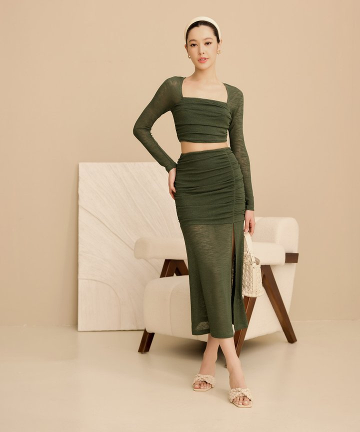 Sedona Gathered Skirt - Forest