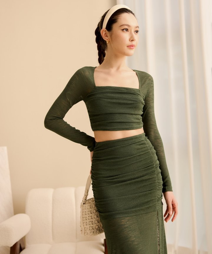 Sedona Gathered Skirt - Forest