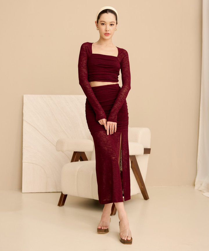 Sedona Gathered Skirt - Oxblood