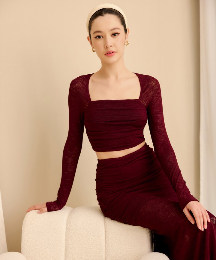 Sedona Gathered Top - Oxblood