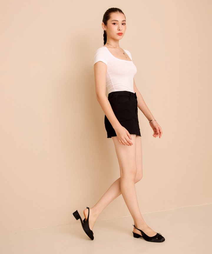 Addison Denim Skorts - Black