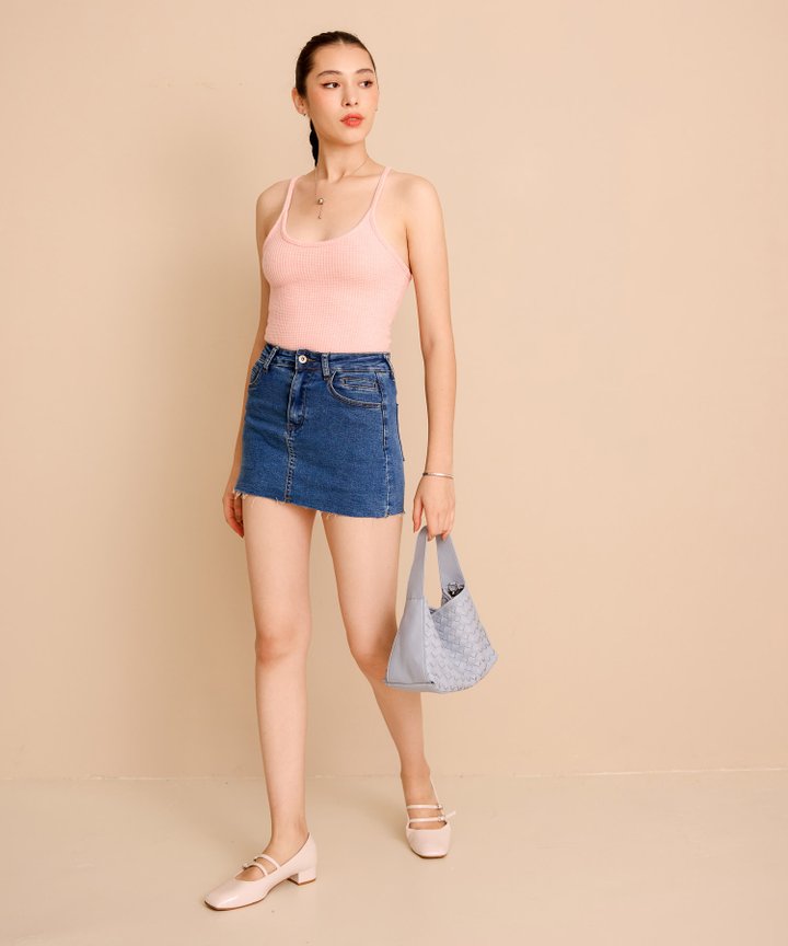 Addison Denim Skorts - Med Wash