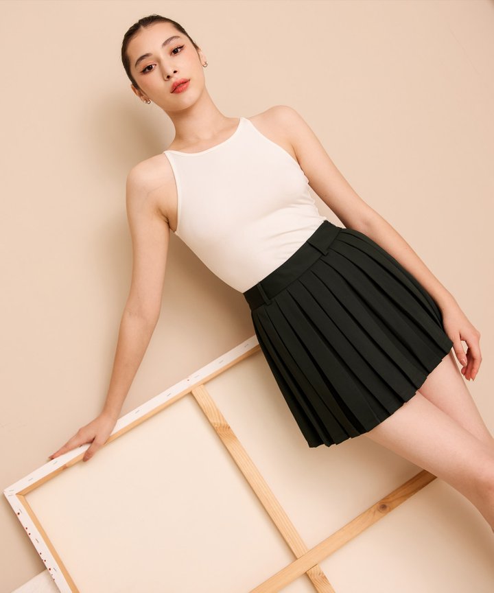 Carino Pleated Skorts - Forest
