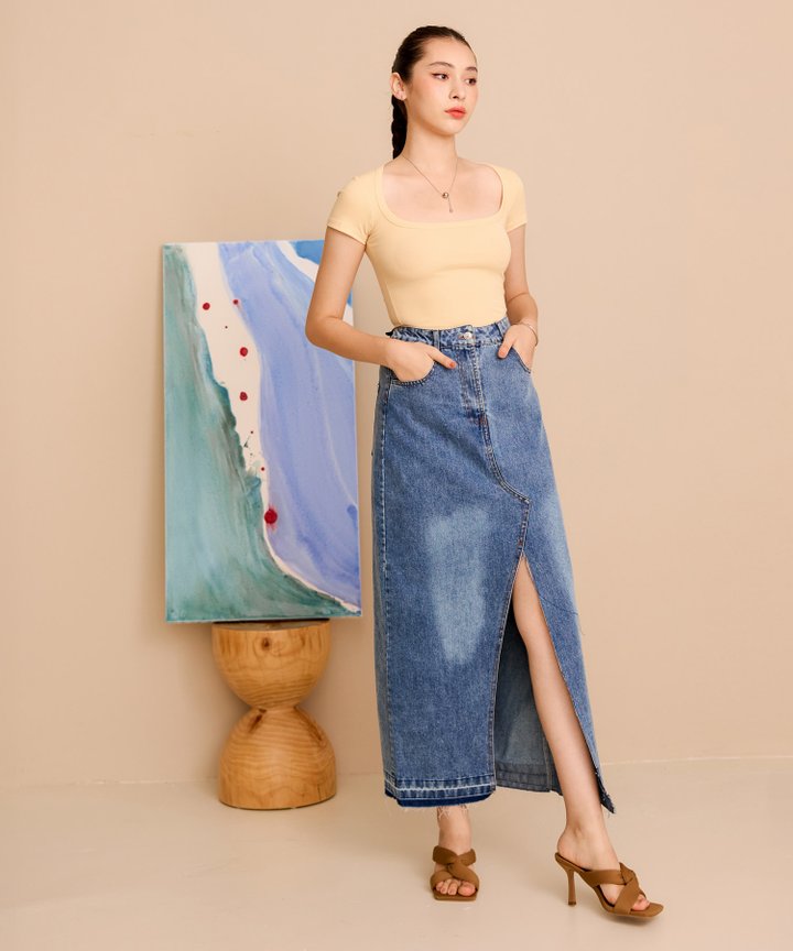 Malone Scoop Neck Tee - Butter