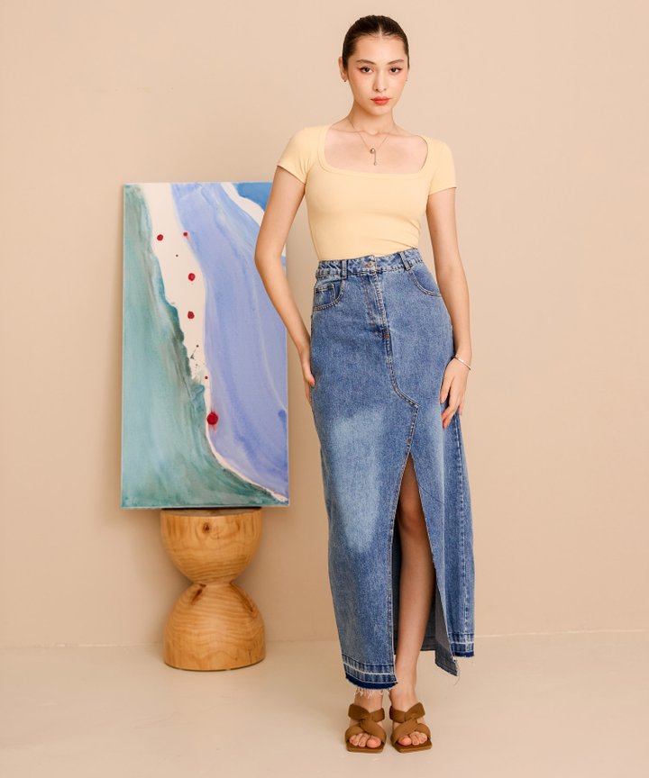 Malone Scoop Neck Tee - Butter