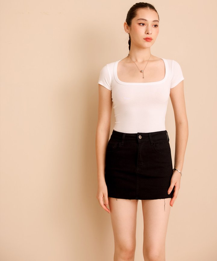 Malone Scoop Neck Tee - White