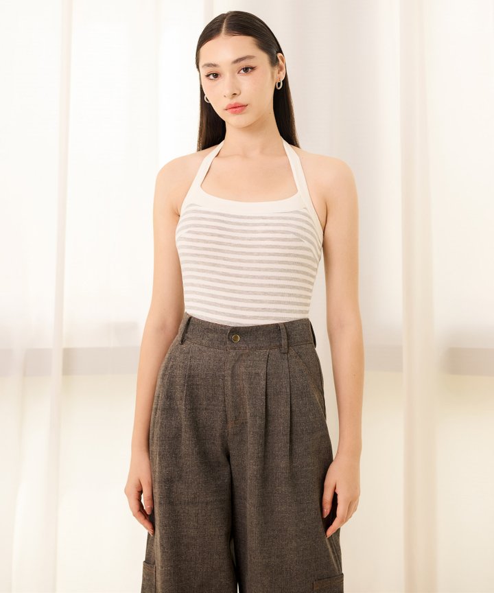 Motley Striped Bodysuit - Grey