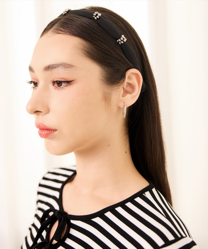 Saoirse Bejewelled Hairband - Black