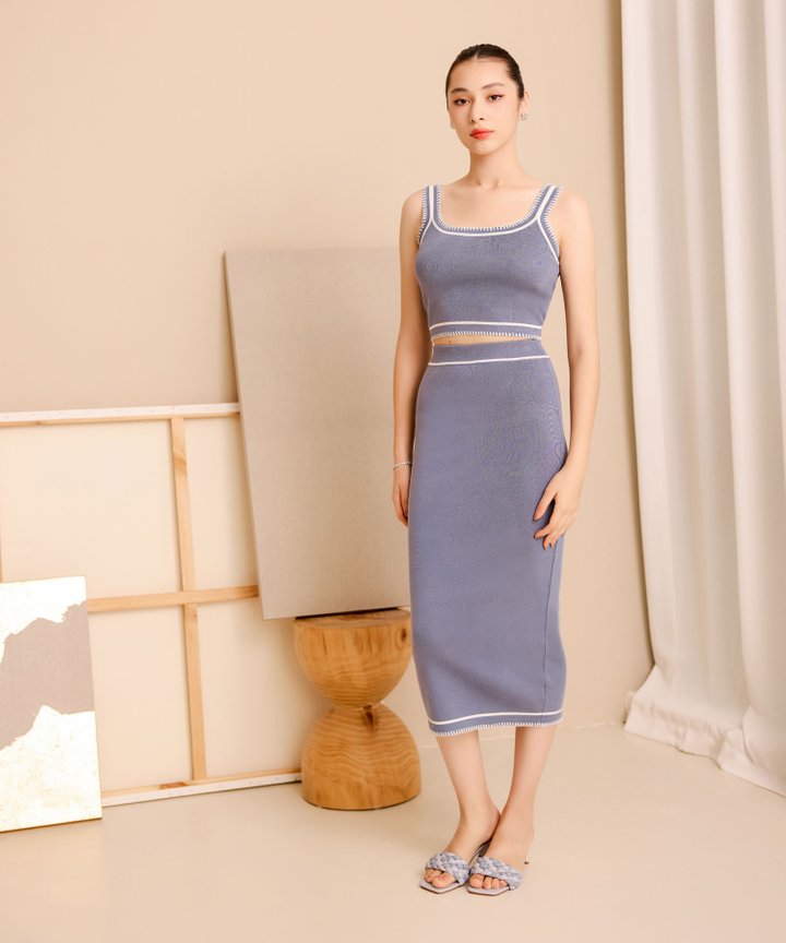 Sintra Knit Skirt - Dust Blue