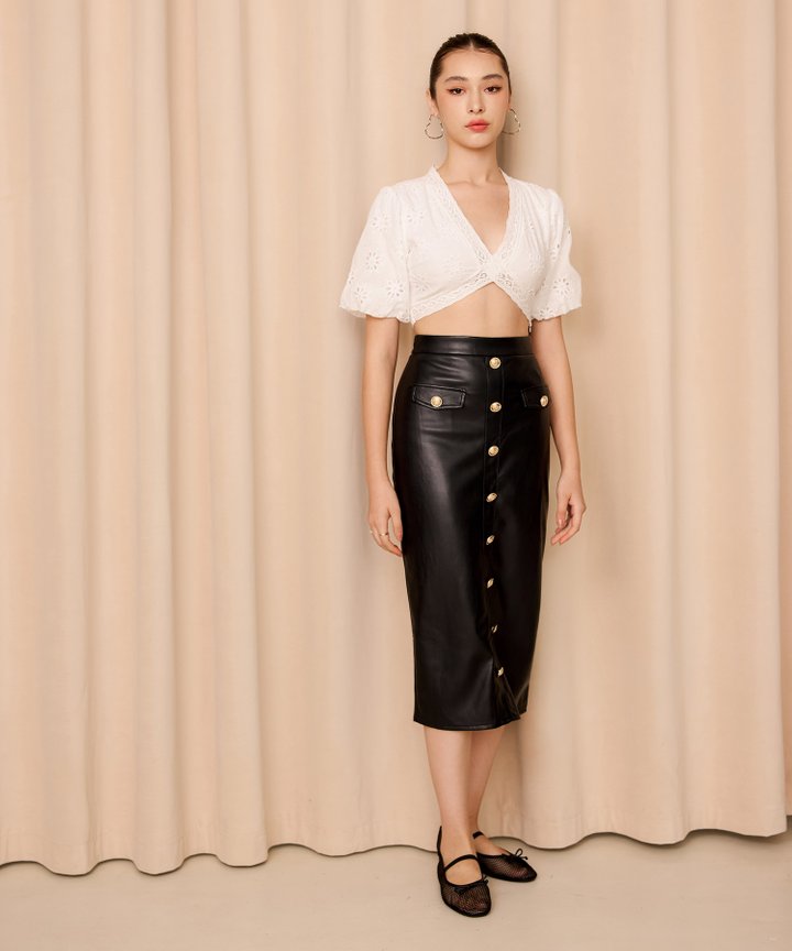 Kiko Vegan Leather Skirt - Black