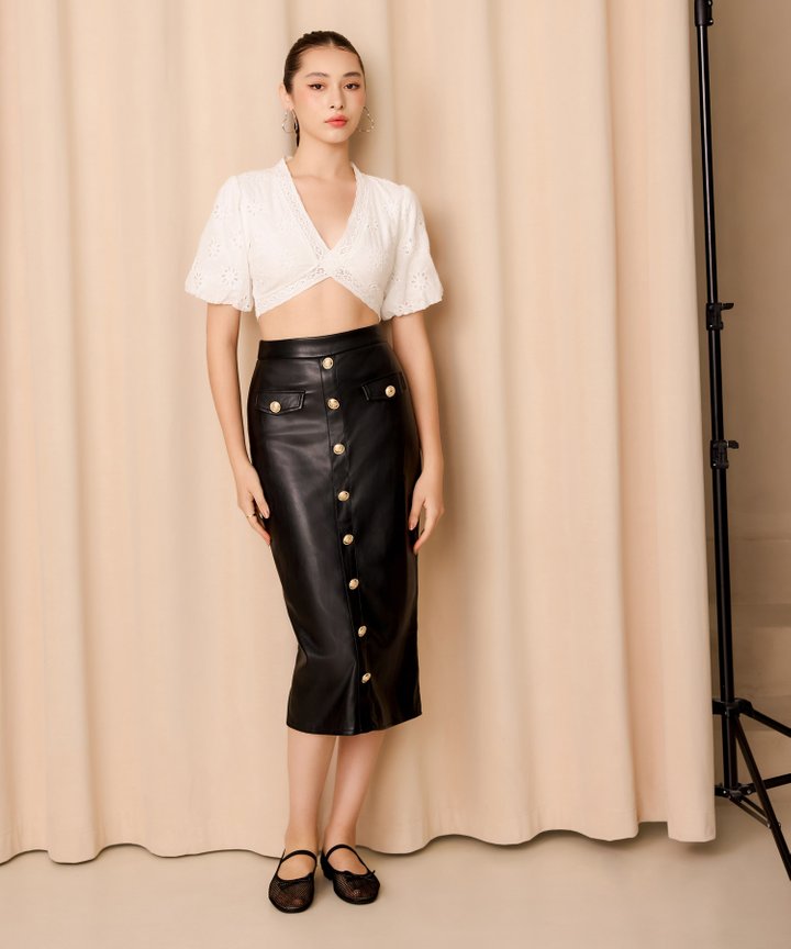 Kiko Vegan Leather Skirt - Black