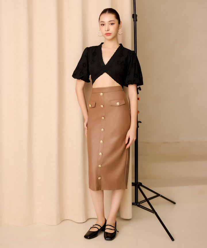Kiko Vegan Leather Skirt - Chocolate