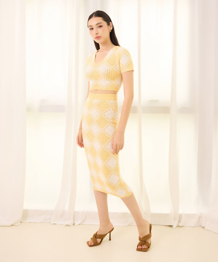 Leandra Knit Skirt - Pale Yellow