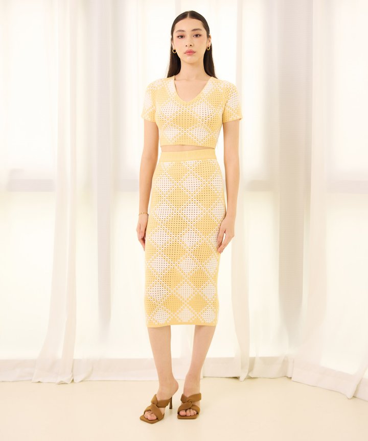 Leandra Knit Skirt - Pale Yellow