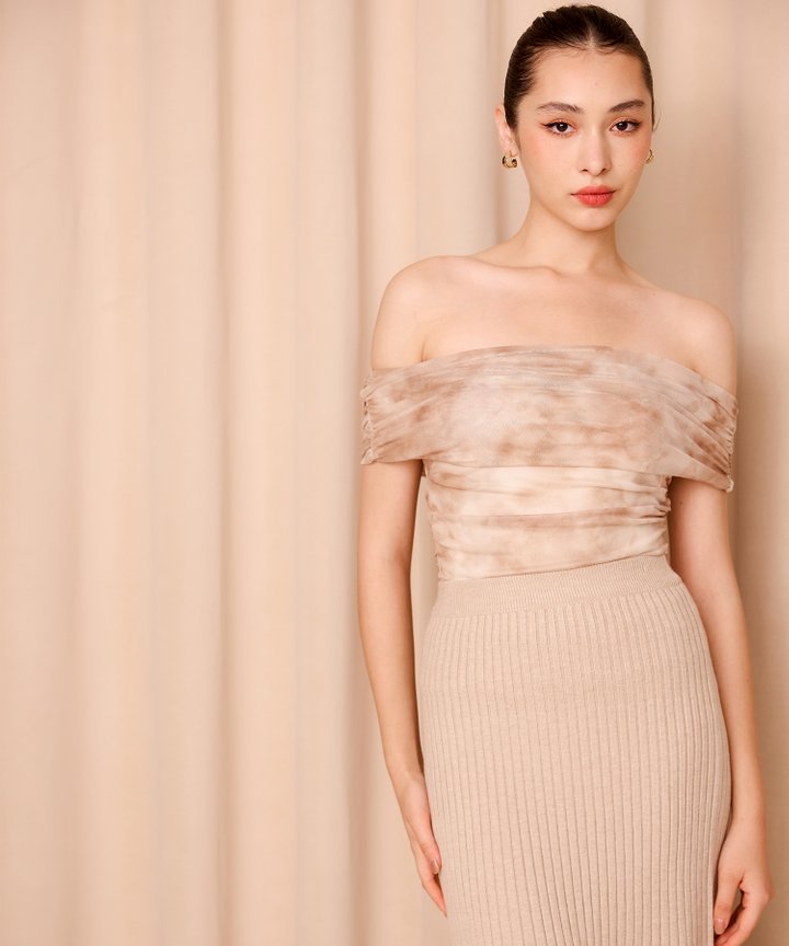 Olympia Acid Wash Top - Latte