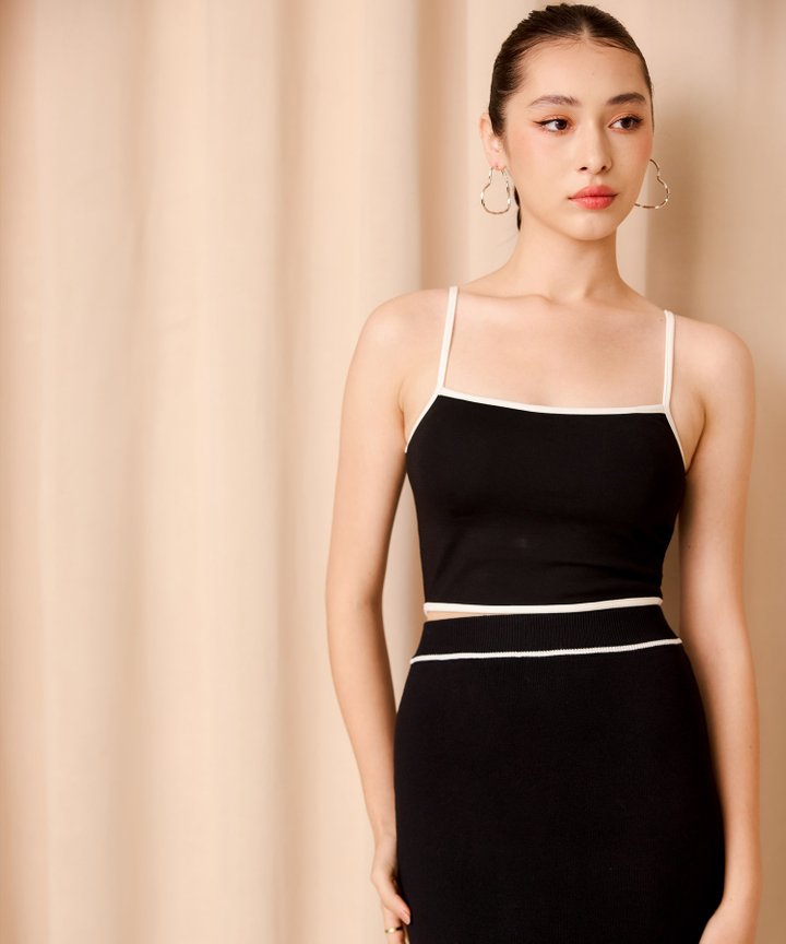 Tamsin Contrast Trim Cami - Black