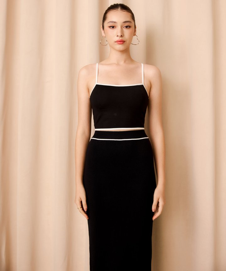 Tamsin Contrast Trim Cami - Black