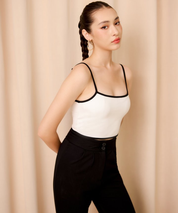 Tamsin Contrast Trim Cami - White