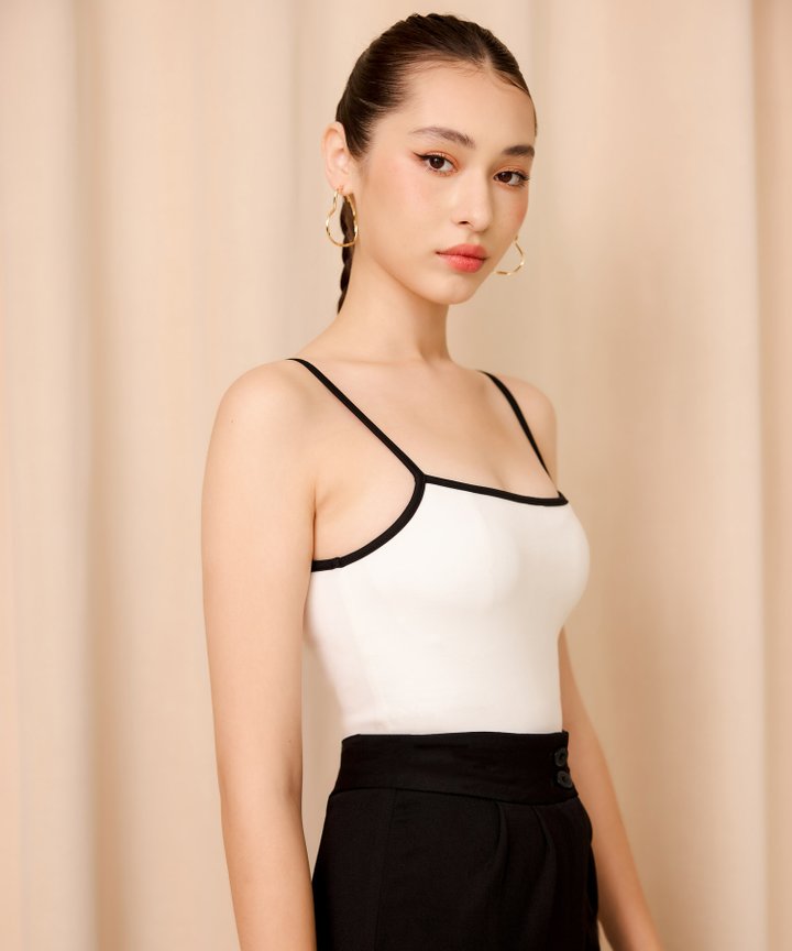 Tamsin Contrast Trim Cami - White