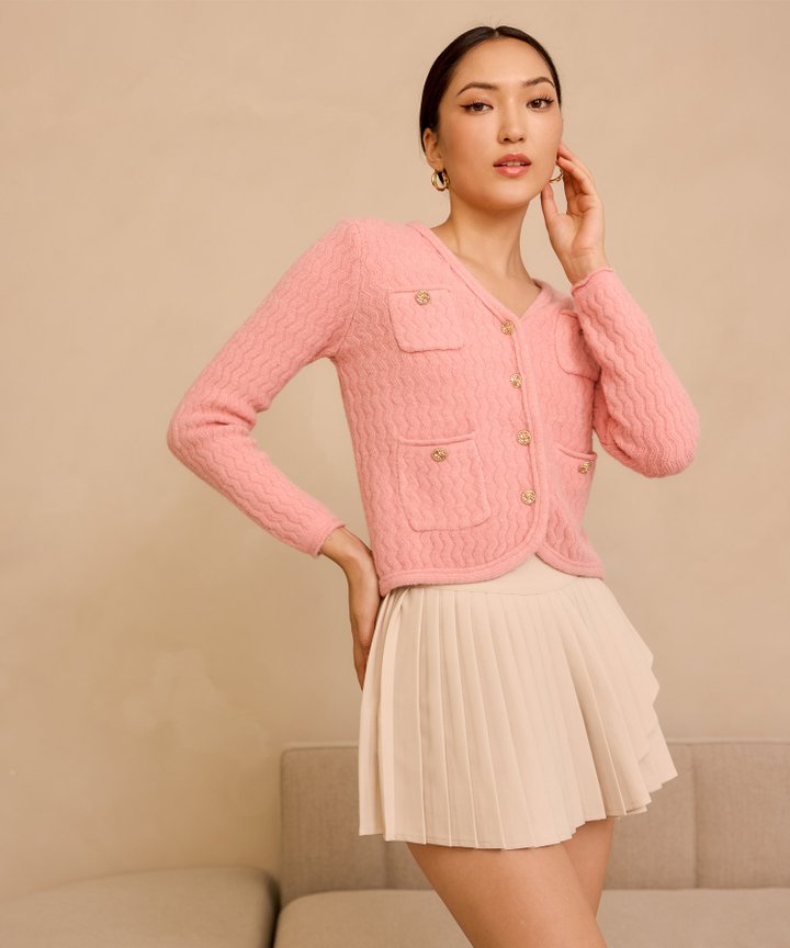 Blair Military Cardigan - Pink