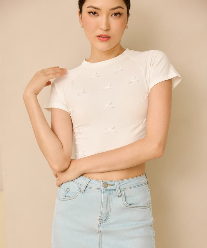 Danica Ribbon Tee - White
