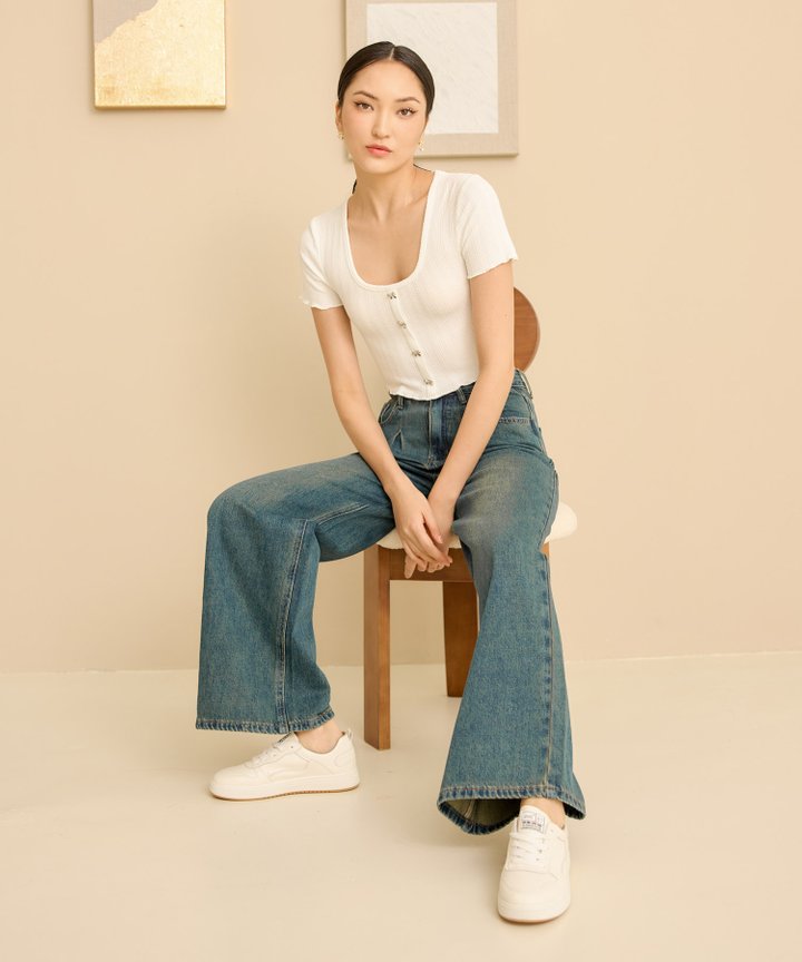 Jasmine Bow Top - White