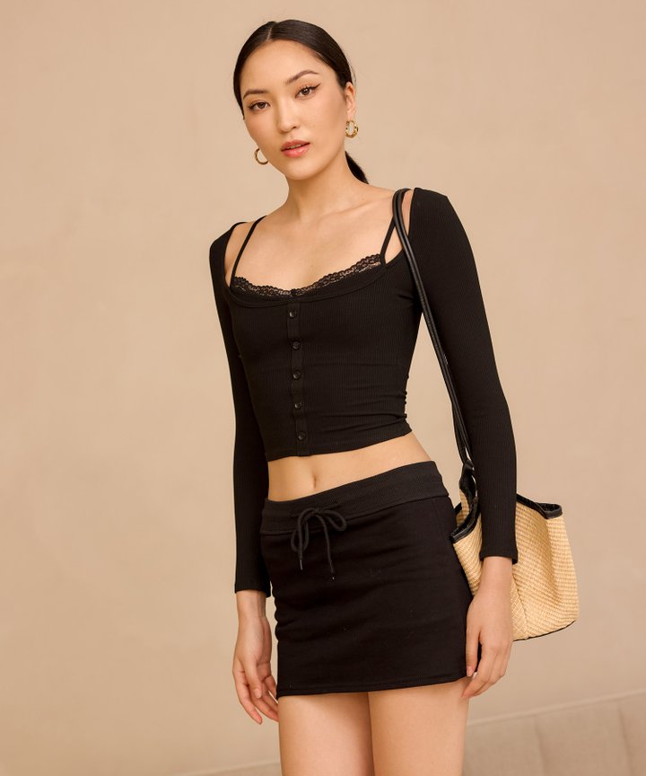Mielle Long-Sleeved Top - Black (Restock)