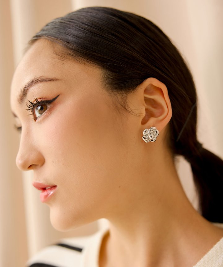 Amapola Rosette Earrings - Silver