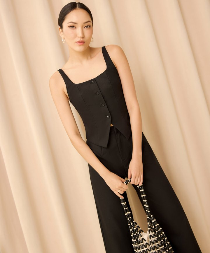 Filipa Linen Top - Black (Restock)