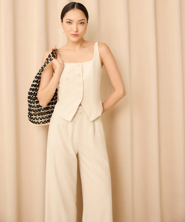 Filipa Linen Top - Crema (Restock)