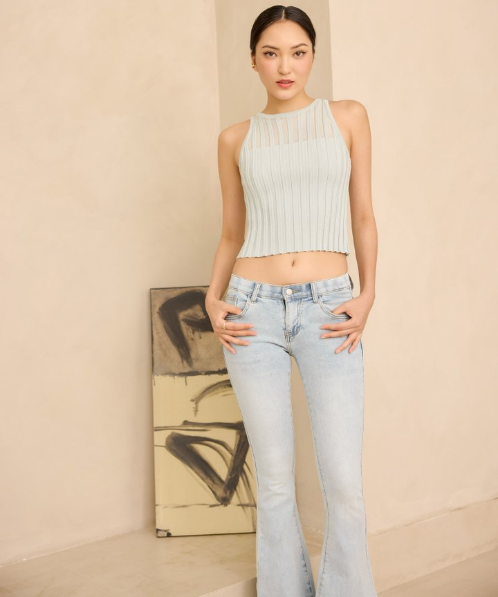 Oriana Knit Top - Mist Grey